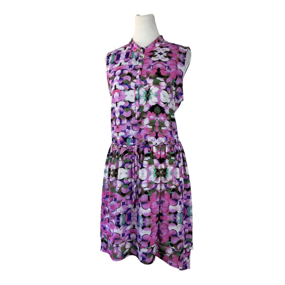 L’Amour Nanette Lepore Abstract Print Sleeveless Belted Knee Length Dress